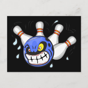 Angry Bowling Ball, Funny Sport Postcard