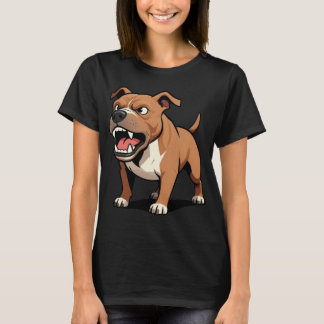Angry Brown Pitbull Cartoon Dog Gift for Dad T-Shirt