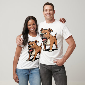 Angry Brown Pitbull Cartoon Dog Gift for Dad T-Shirt