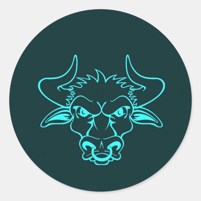 Angry bull classic round sticker (Front)