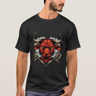 Angry bull head and face with horns. T-Shirt