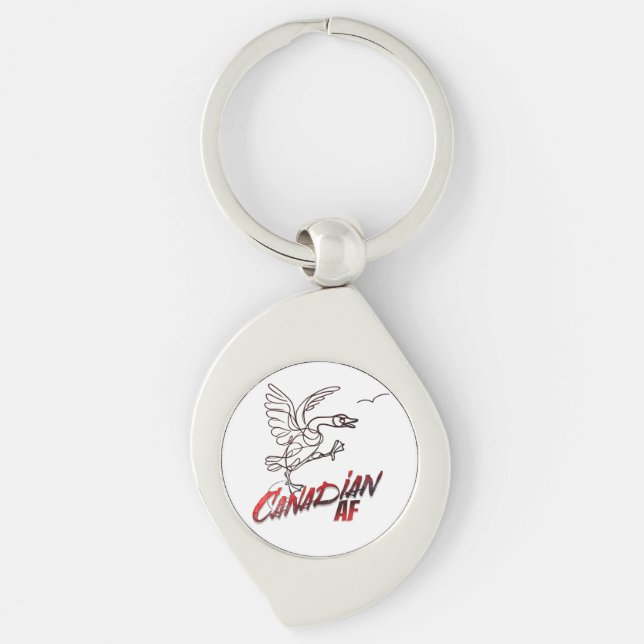Angry Canada Goose Canadian AF sticker Key Ring (Front)