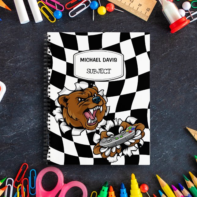 Angry Cartoon Bear Holding A Controller Custom  Notebook (Creator Uploaded)