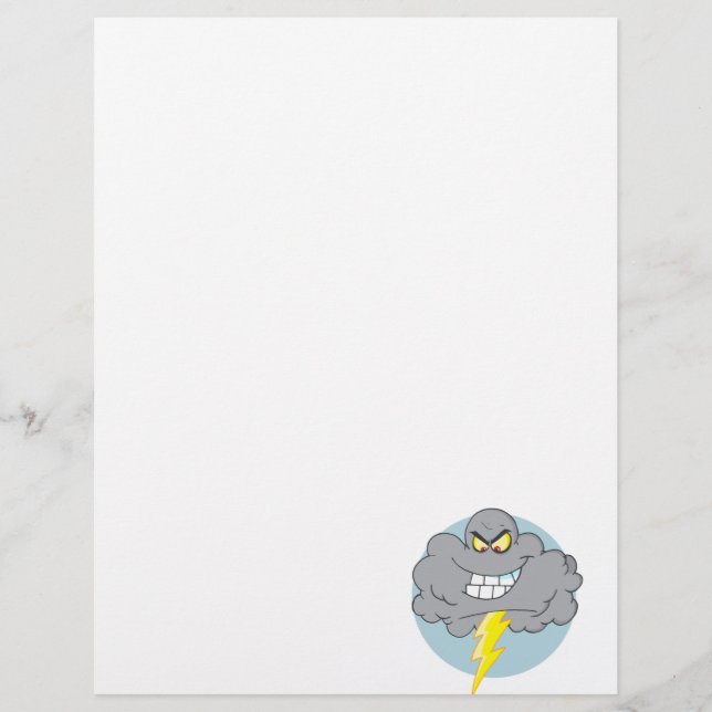 Angry Cartoon Black Cloud With Lightning (Front)