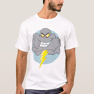 Angry Cartoon Black Cloud With Lightning T-Shirt