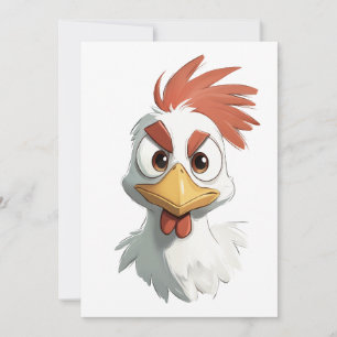 Angry Cartoon Chicken Head Invitation