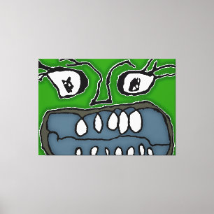 Angry Cartoon Monster Closeup Illustration Canvas Print