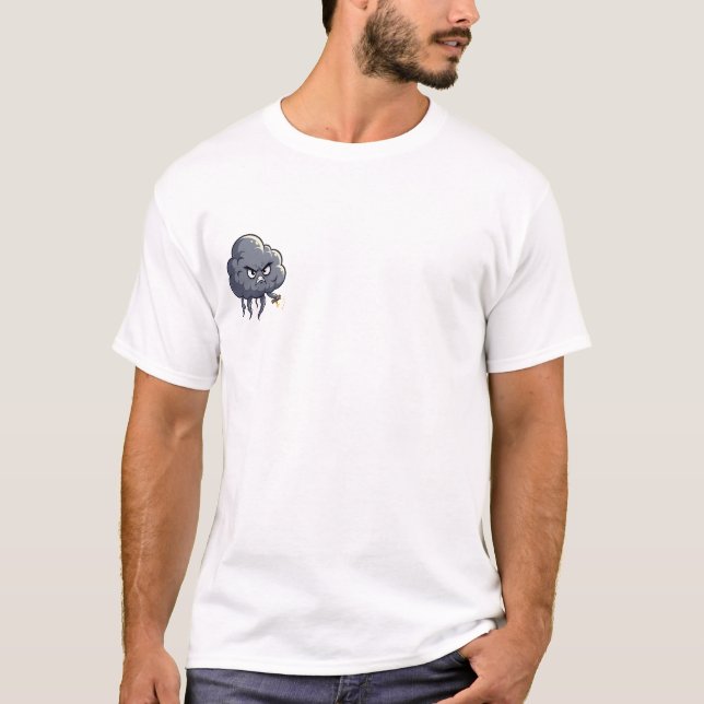 Angry Cartoon Storm Cloud Character T-Shirt (Front)