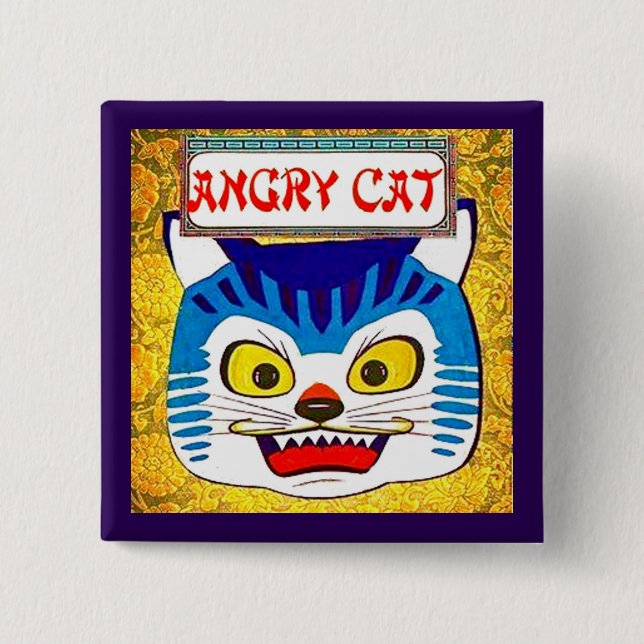 Angry Cat 15 Cm Square Badge (Front)
