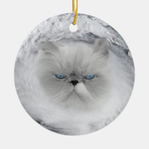 Angry Cat 5 Hurricane Ceramic Tree Decoration