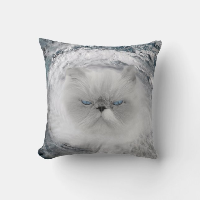 Angry Cat 5 Hurricane Cushion (Front)