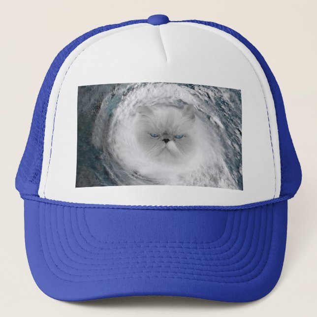 Angry Cat 5 Hurricane Trucker Hat (Front)