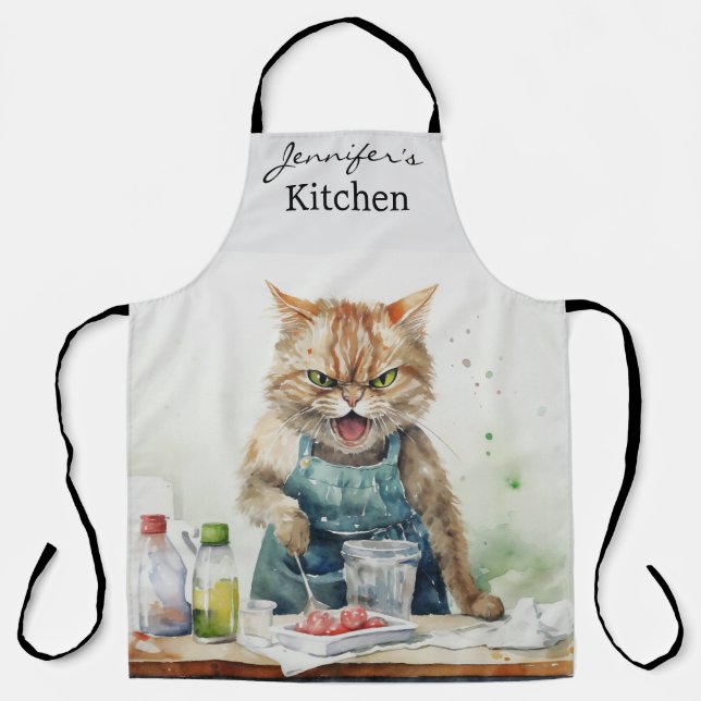 Angry Cat All-Over Print Apron (Front)