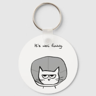 Angry Cat and the Cone of Shame Key Ring