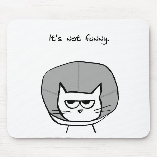 Angry Cat and the Cone of Shame Mouse Mat (Front)