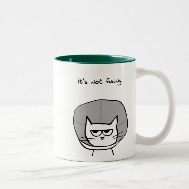 Angry Cat and the Cone of Shame Two-Tone Coffee Mug (Right)