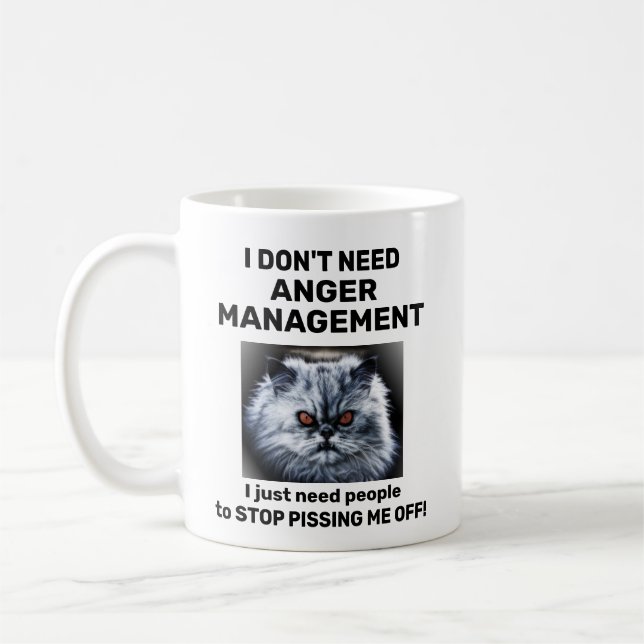 Angry Cat Anger Management Mug (Left)