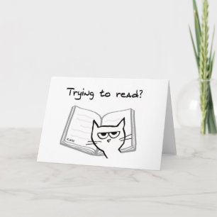 Angry Cat Challenges Book Lovers - Funny Cat Card