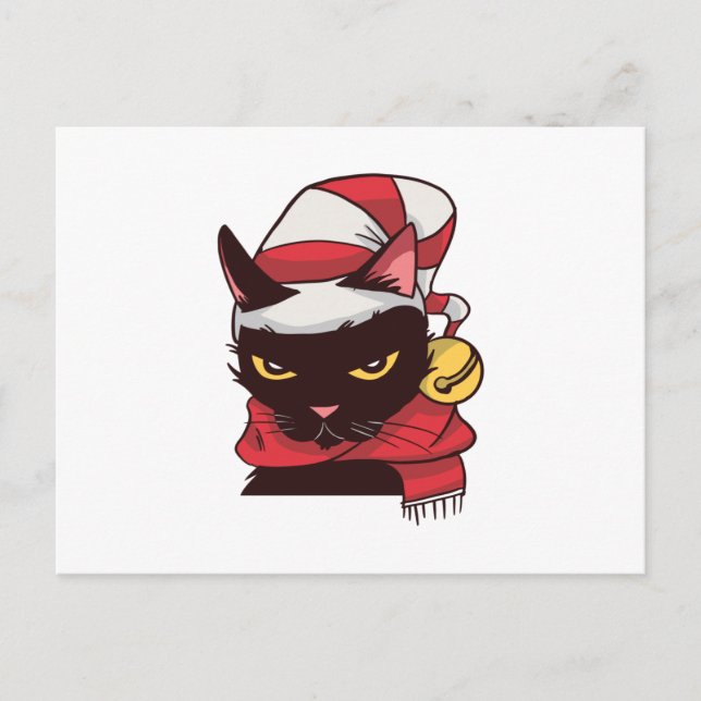 Angry cat Christmas Postcard (Front)