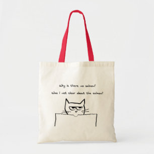Angry Cat Demands Salmon - Funny Cat Tote Bag