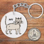 Angry Cat Drawing Sarcastic Phrase Bag Charm Key Ring<br><div class="desc">You can use this as a bag charm or a key chain. This angry cat will tell them off if you are too shy to do it yourself! Easily change the phrase for yourself, write your name, or write someone else's name and give this as a gift or stocking stuffer....</div>