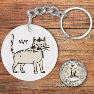 Angry Cat Drawing Sarcastic Phrase Bag Charm Key Ring