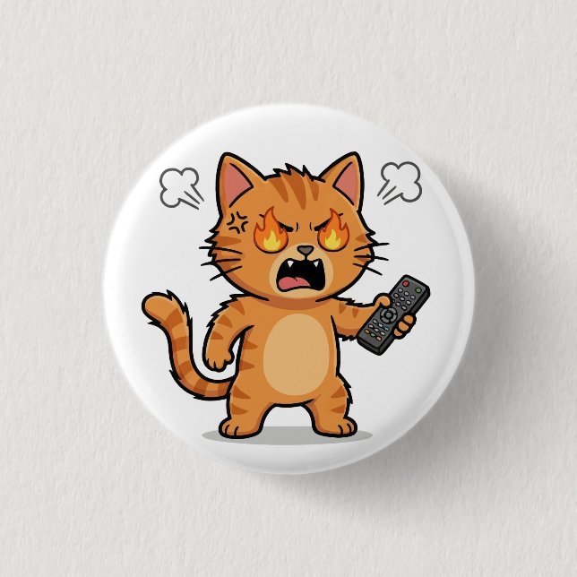 Angry Cat Holding Remote Control Button (Front)