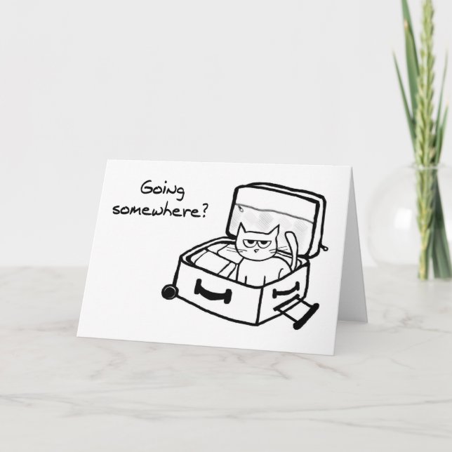 Angry Cat in Suitcase - Funny Gift for Travelers Card (Front)