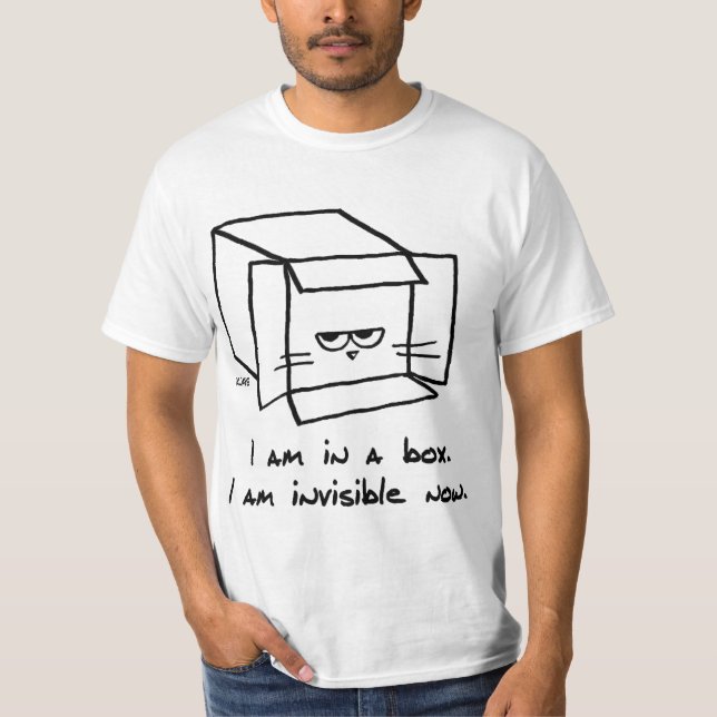 Angry Cat is Invisible In His Box T-Shirt (Front)