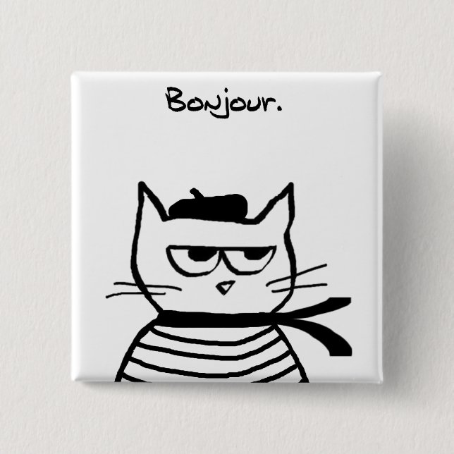Angry Cat is So Very French 15 Cm Square Badge (Front)