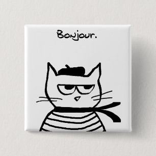 Angry Cat is So Very French 15 Cm Square Badge