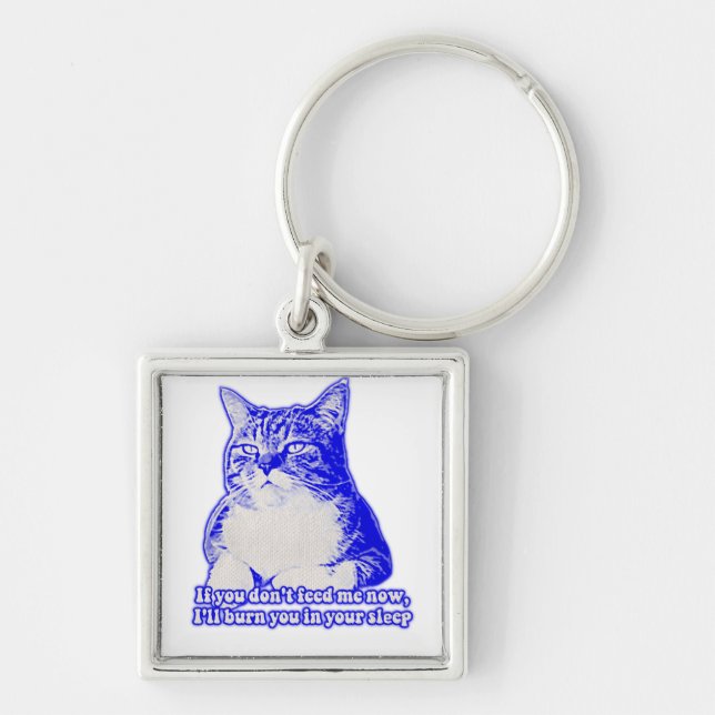 Angry cat meme for cat lovers and cat owners key ring (Front)