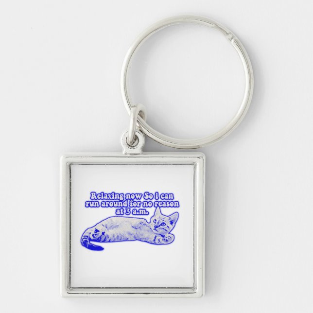 Angry cat meme for cat owners and kitty lovers key ring (Front)