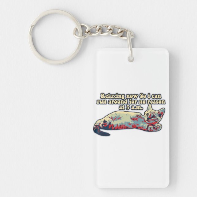 Angry cat meme for cat persons and cat lovers key ring (Front)