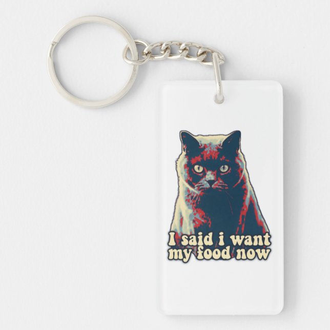 Angry cat meme for cat persons and cat owners key ring (Front)