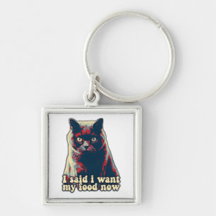 Angry cat meme for cat persons and cat owners key ring