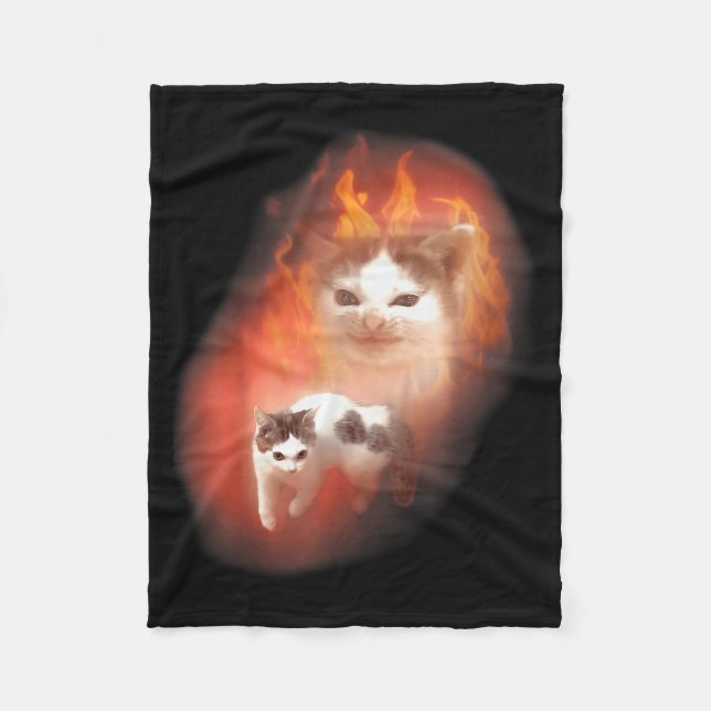 Angry Cat Meme Funny Silly Cat Kitten Lover Humour Fleece Blanket (Front)