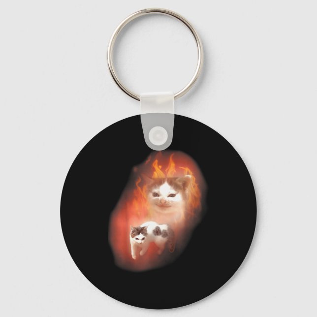Angry Cat Meme Funny Silly Cat Kitten Lover Humour Key Ring (Front)