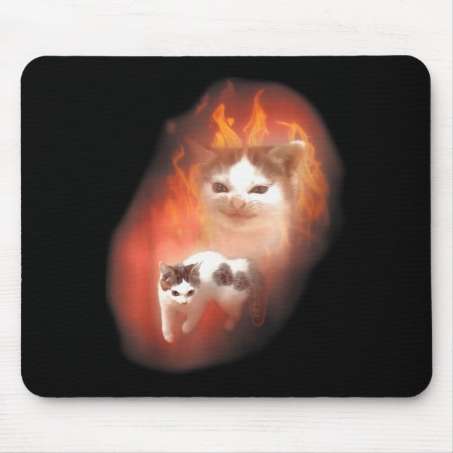 Angry Cat Meme Funny Silly Cat Kitten Lover Humour Mouse Mat (Front)
