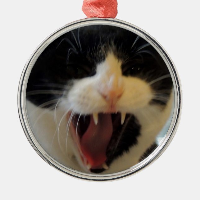 Angry Cat Metal Tree Decoration (Front)