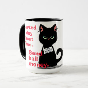 Angry Cat Mug Shot Send Bail Money Funny Coffee