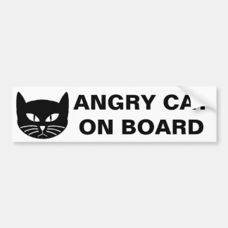 ANGRY CAT ON BOARD BUMPER STICKER