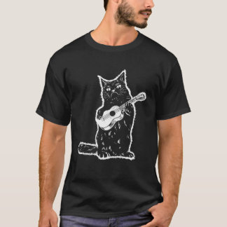 Angry Cat Playing Ukulele Music Sarcasm Kitten Vin T-Shirt