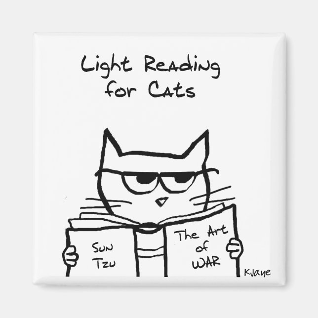 Angry Cat Plots War - Funny Cat Magnet (Front)