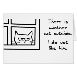 Angry Cat Sees Another Cat - Funny Cat Card