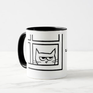 Angry Cat Sees Another Cat - Funny Coffee Mug
