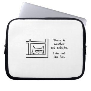 Angry Cat Sees Another Cat - Funny Laptop Sleeve