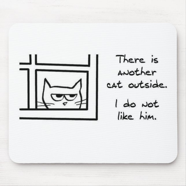 Angry Cat Sees Another Cat - Funny Mouse Pad (Front)