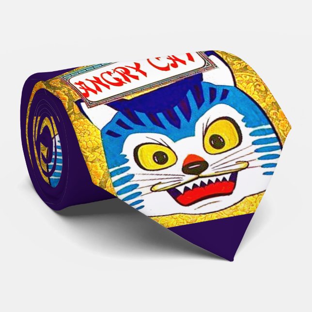 Angry Cat Tie (Rolled)