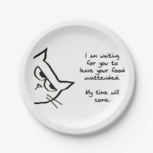 Angry Cat Will Steal Your Food - Funny Paper Plate